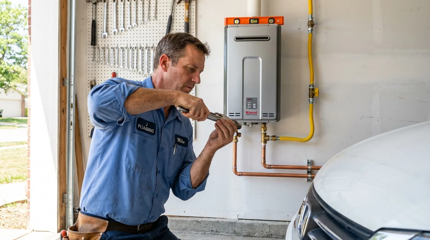 Tankless water heater installation by a Johns Plumbing LLC plumber in Bradley